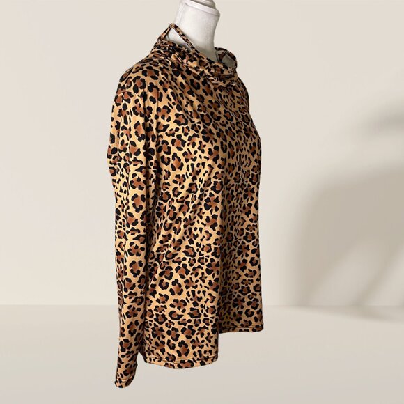 Haute Edition Leopard Print Cowl Neck Top w/ Built-In Mask 🐆 Size M - Picture 6 of 8